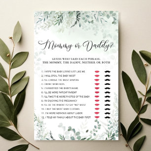 Eucalyptus Mummy or Daddy Baby Shower Game
