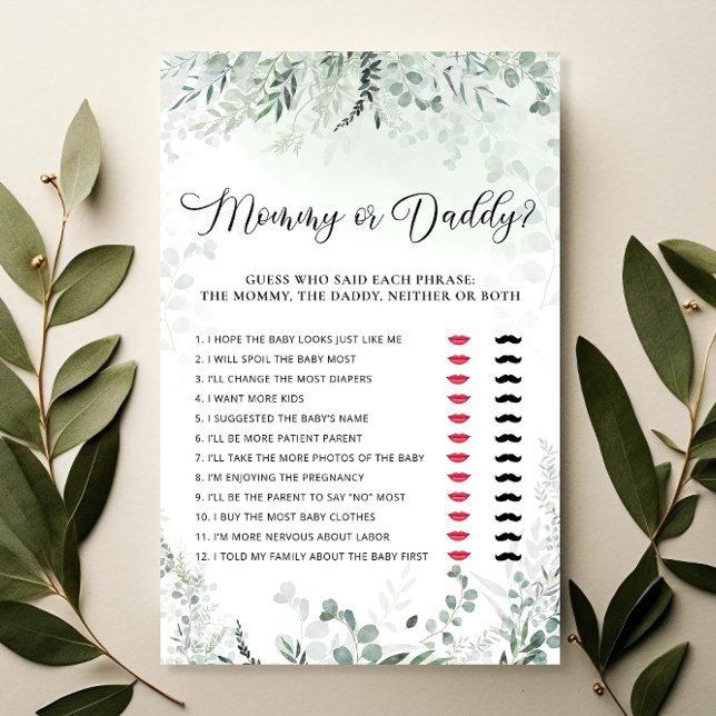 Eucalyptus Mummy or Daddy Baby Shower Game (Creator Uploaded)