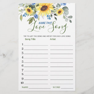 Eucalyptus Name that Love Song Bridal Shower Game