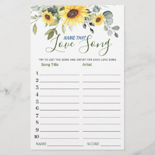 Eucalyptus Name that Love Song Bridal Shower Game