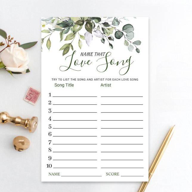 Eucalyptus Name that Love Song Bridal Shower Game (Creator Uploaded)