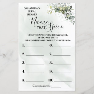 Eucalyptus Name that Spice bilingual shower game