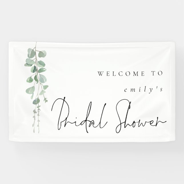 Eucalyptus Name Welcome to Bridal Shower Banner (Horizontal)
