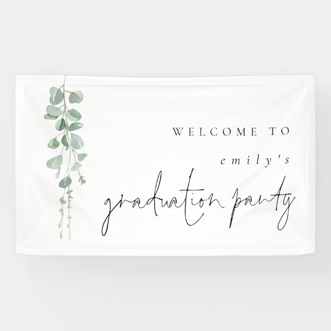 Eucalyptus Name Welcome to Graduation Party Banner (Horizontal)