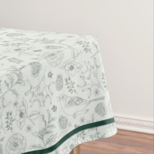 Eucalyptus Natural Christmas & Emerald Border Tabl Tablecloth