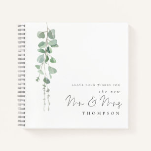 Eucalyptus New Mr Mrs Name Wedding Guest Book