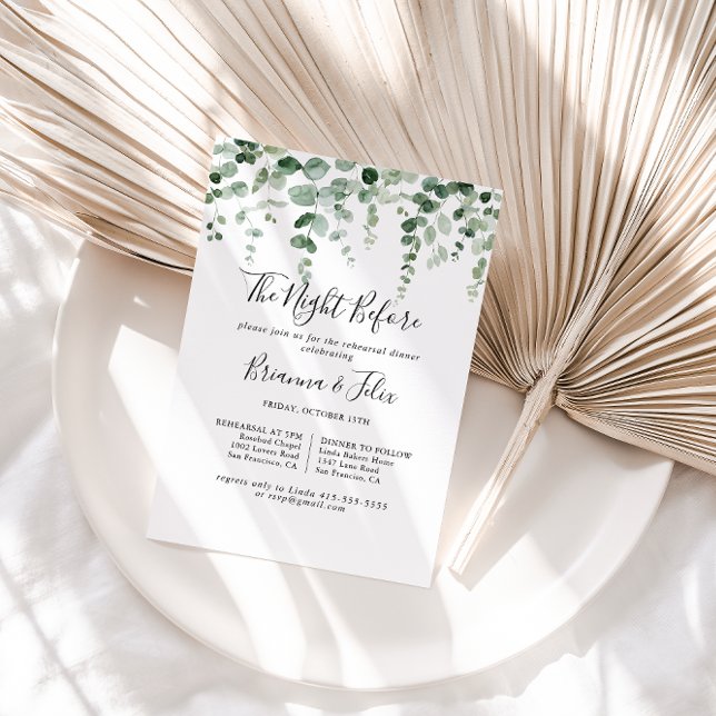 Eucalyptus Night Before Rehearsal Dinner  Invitation (Creator Uploaded)