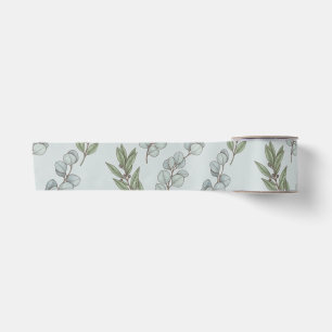 Eucalyptus & Olive Botanical Wrapping Paper Satin Ribbon
