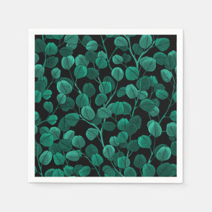 Eucalyptus on black napkin