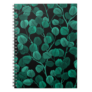 Eucalyptus on black notebook
