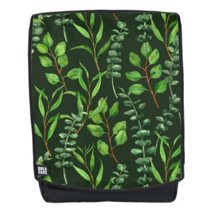 Eucalyptus on dark green backpack