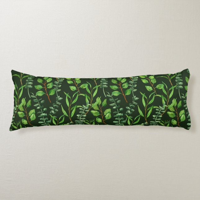 Eucalyptus  on dark green body cushion (Front)