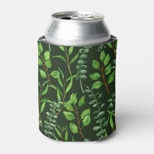Eucalyptus on dark green can cooler