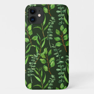Eucalyptus on dark green iPhone 11 case