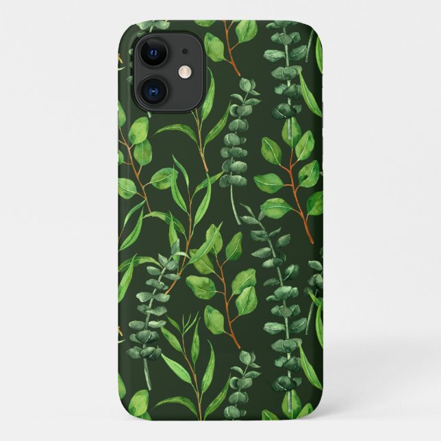 Eucalyptus  on dark green Case-Mate iPhone case (Back)