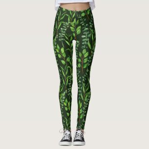 Eucalyptus  on dark green leggings