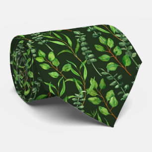 Eucalyptus on dark green tie