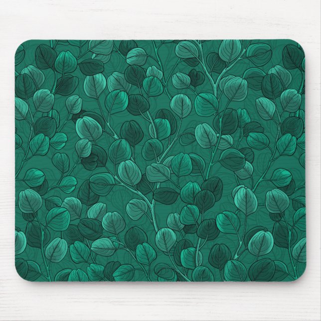 Eucalyptus on green mouse mat (Front)