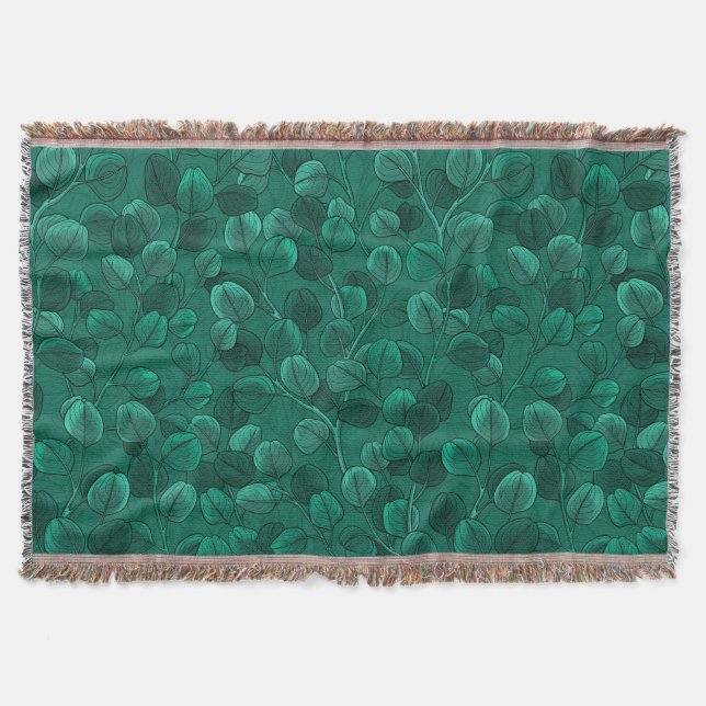 Eucalyptus on green throw blanket (Front)