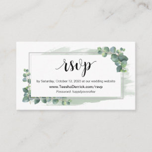 Eucalyptus, online RSVP via Wedding Website Enclosure Card