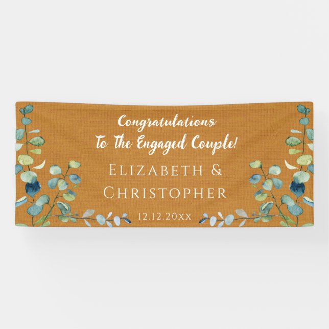 Eucalyptus Orange Congratulations Engagement Banner (Horizontal)