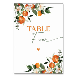 Eucalyptus oranges citrus theme table number Four