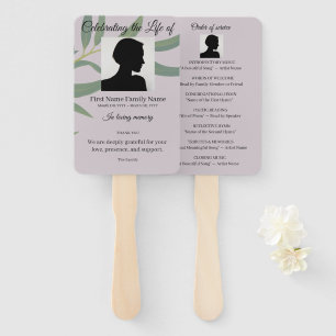 Eucalyptus order of service hand fan