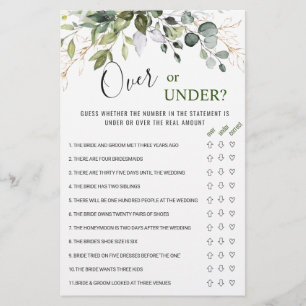 Eucalyptus Over Or Under Bridal Shower Game