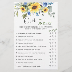 Eucalyptus Over Or Under Bridal Shower Game