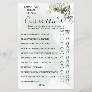 Eucalyptus Over or Under shower bilingual game