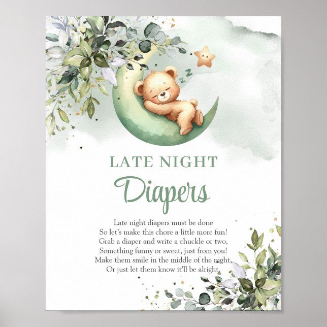 Eucalyptus over the moon gender neutral late night poster (Front)