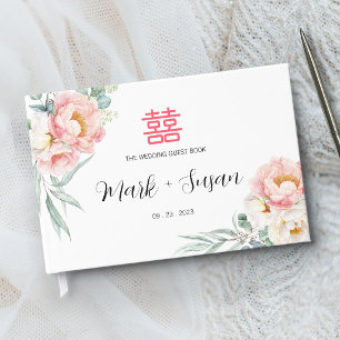 Eucalyptus Peonies Chinese Wedding Guest Book