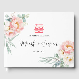 Eucalyptus Peonies Chinese Wedding Guest Book