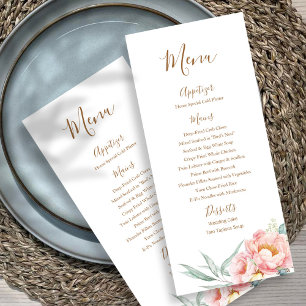 Eucalyptus Peonies Wedding Menu (Brown)