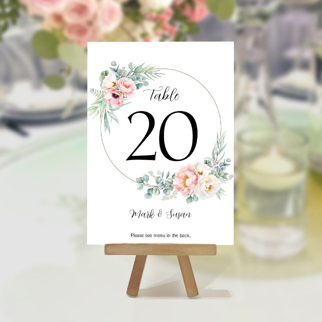 Eucalyptus Peonies Wedding Table Card & Menus (Creator Uploaded)