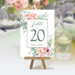 Eucalyptus Peonies Wedding Table Number & Menus