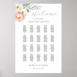 Eucalyptus Peonies Wedding Welcome Seating Chart