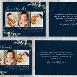 Eucalyptus Photo Baby Thank You Card<br><div class="desc">A modern eucalyptus photo baby thank you card. The photographs of the models are for illustrative purposes and can be changed to your own. **PLEASE READ BEFORE PURCHASING** 1. Budget stationery measures 4.5" x 5.6" and fits inside an A6 envelope. You can add white envelopes to your order. 2. Each...</div>