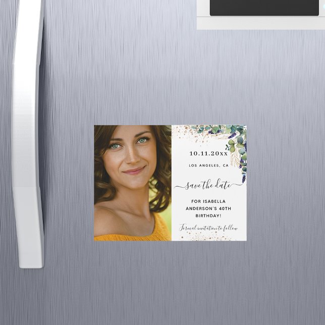 Eucalyptus photo birthday save the date magnet (Creator Uploaded)