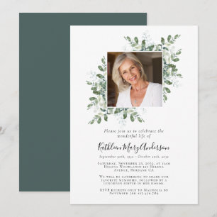 Eucalyptus Photo Celebration of Life Memorial Invitation