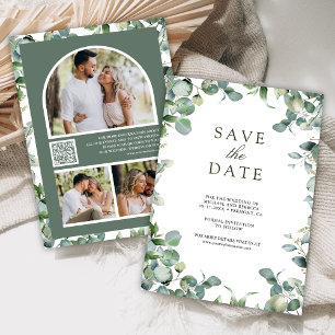 Eucalyptus Photo Collage QR Code Wedding Save The Date