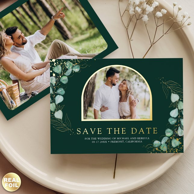 Eucalyptus Photo Emerald Wedding Save the Date (Creator Uploaded)