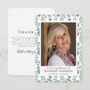 Eucalyptus Photo Funeral Sympathy Thank You Card