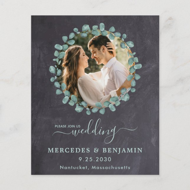 Eucalyptus Photo Greenery QR Code Wedding Invite (Front)