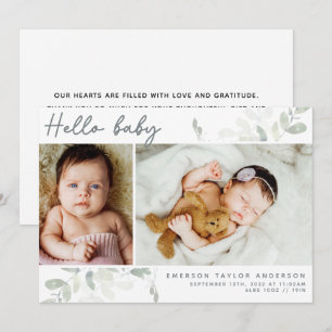 Eucalyptus Photo Hello Baby Thank You Card