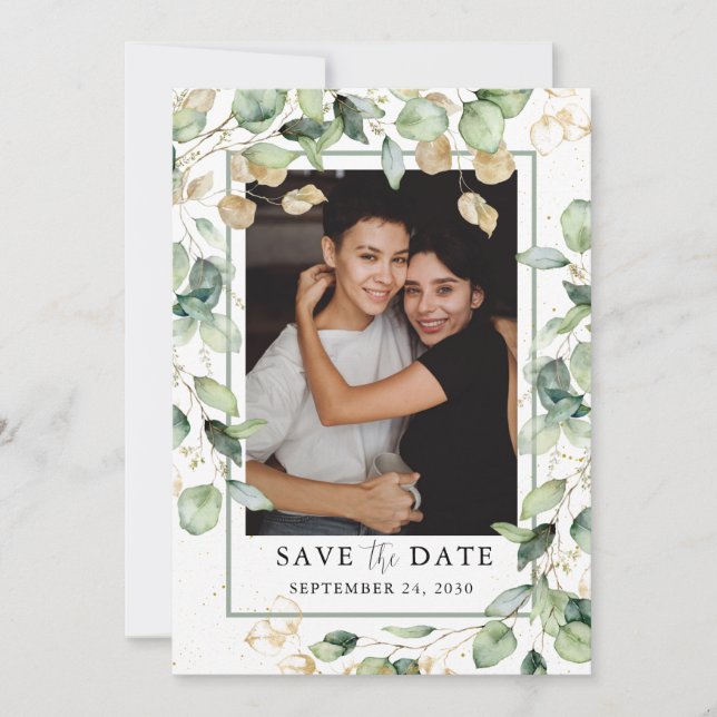 Eucalyptus Photo LGBTQ Save The Date (Front)