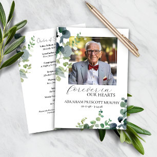 Eucalyptus Photo Memorial Funeral Program Invitation