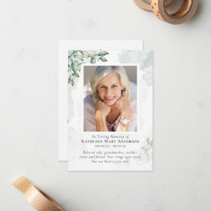 Eucalyptus Photo Memorial Prayer Card