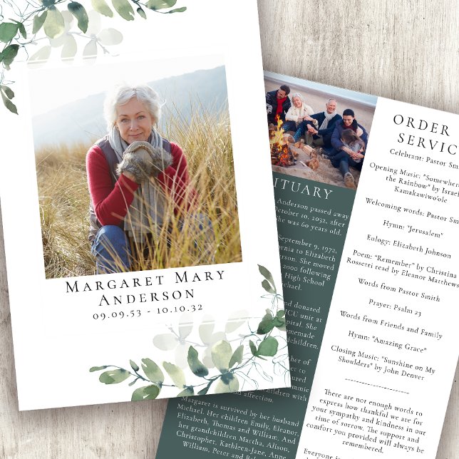 Eucalyptus Photo Memorial Service Program (Creator Uploaded)
