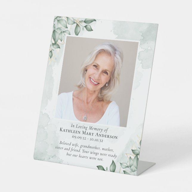 Eucalyptus Photo Memorial Tribute  Pedestal Sign (Front)